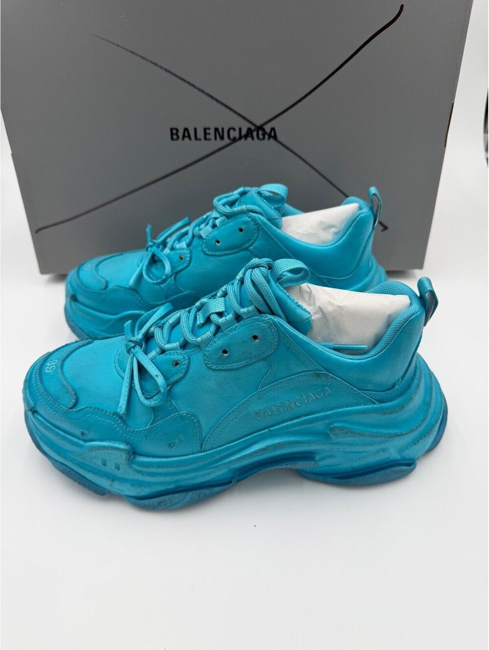 Balenciaga Triple S Aqua Sneakers Womens Size 9/39 New